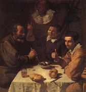 VELAZQUEZ, Diego Rodriguez de Silva y Three Men at a Table oil on canvas